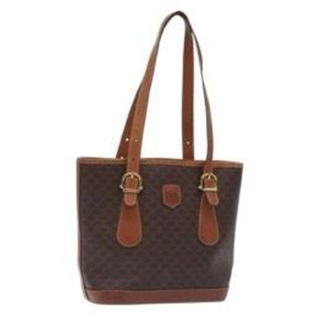 CELINE Macadam Canvas Tote Bag PVC Brown Gold