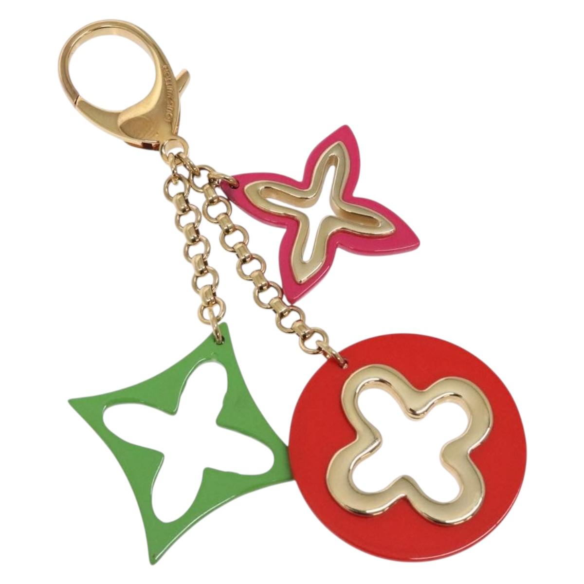 LOUIS VUITTON BijouxSac Ansolence Key Holder Metal Gold Red M65843 Auth 133636