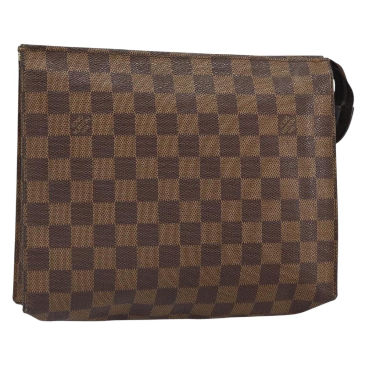 LOUIS VUITTON Damier Ebene Poche Toilette 26 Pouch N47543 LV Auth 161708