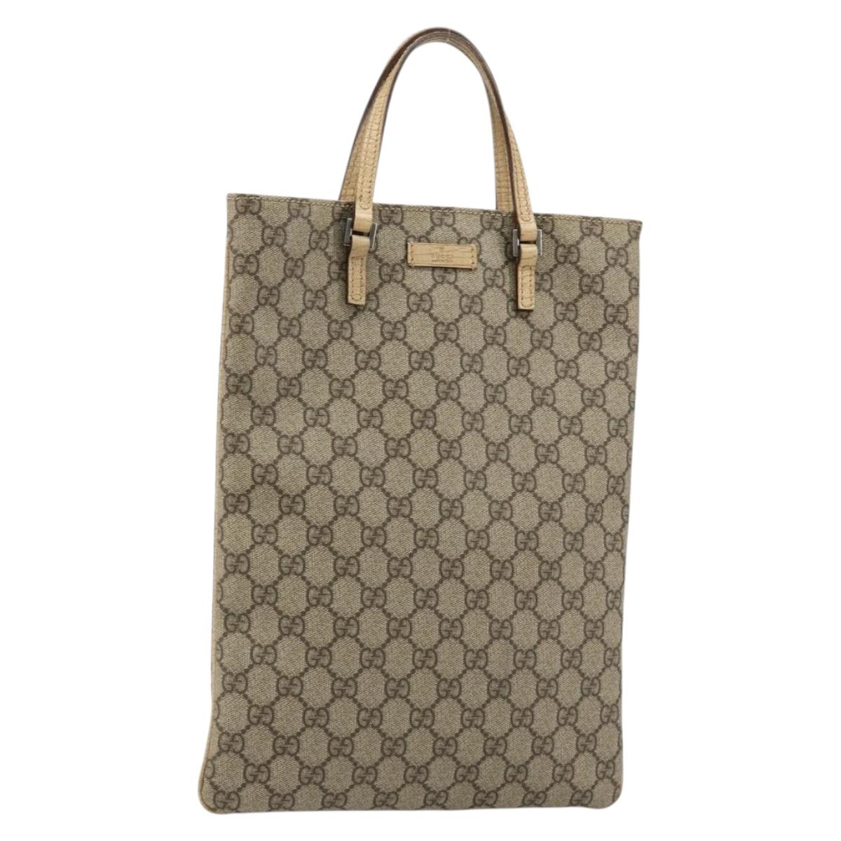 GUCCI GG Supreme Hand Bag PVC Beige Silver 117551 Auth 183237