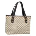 CELINE Macadam Canvas Hand Bag PVC Leather White Gold Auth 128642