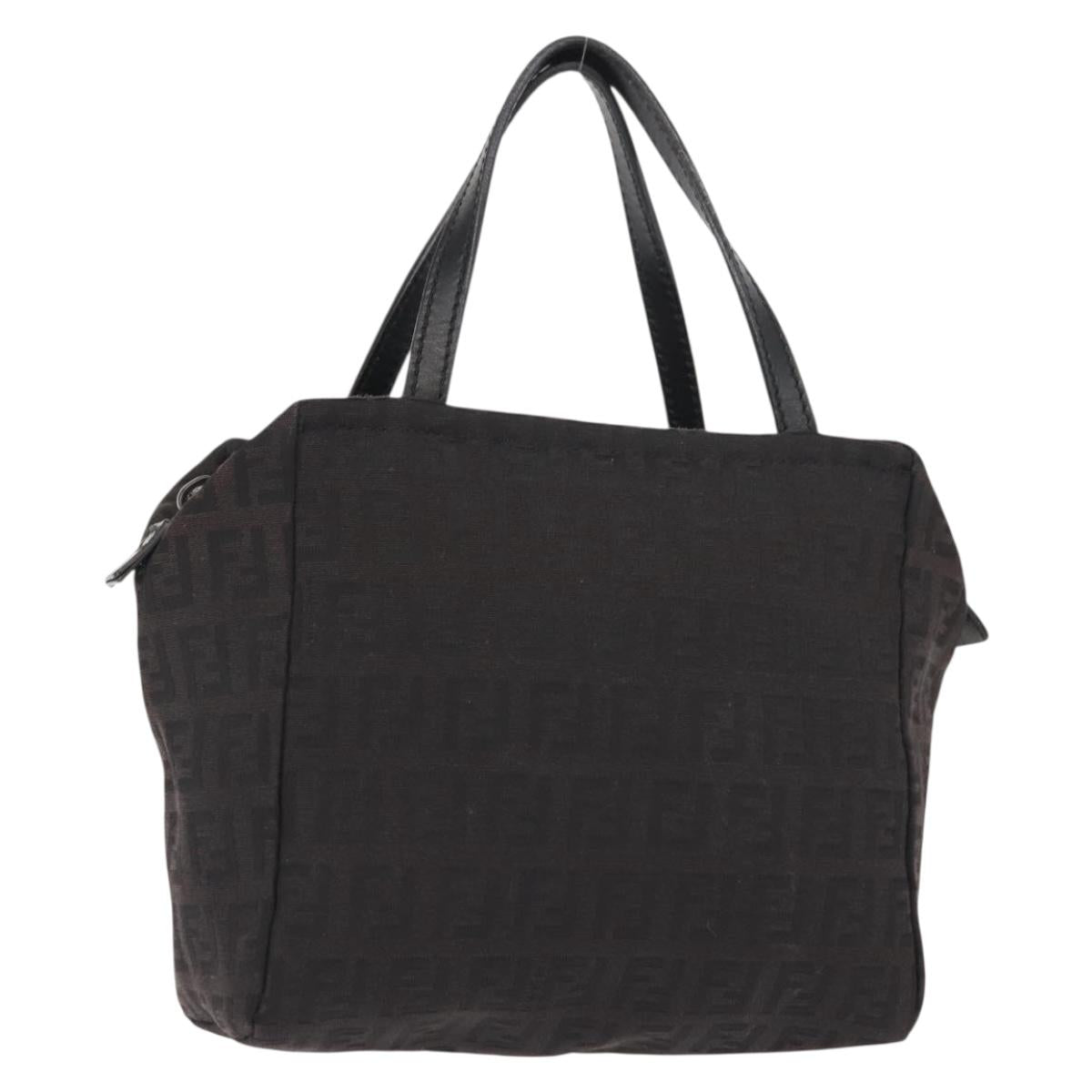 FENDI Zucchino Canvas Hand Bag Black Auth 148858