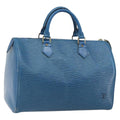 LOUIS VUITTON Epi Speedy 30 Hand Bag Toledo Blue M43005 LV Auth 168441