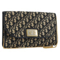 Christian Dior Trotter Canvas Chain Shoulder Bag Navy Auth 72499