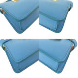 FENDI Nano Peekaboo Leather Mini Chain Shoulder Bag Blue