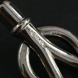 HERMES Atame Leather Silver Tone Bracelet Black